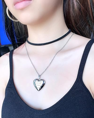 Miniatura 4 de YOUFENG - Collar con colgante de corazón con texto en inglés "I Love You to the Moon and Back", para fotos