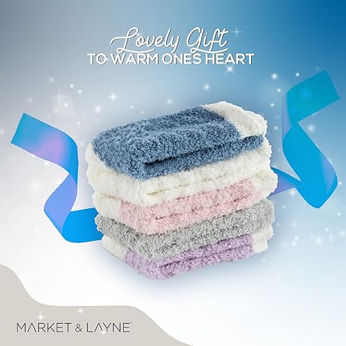 Miniatura 7 de Market & Layne Lindos calcetines mullidos para mujer, calcetines de invierno acogedores para dormir, esponjosos, cómodos, suaves, cálidos, 5 pares