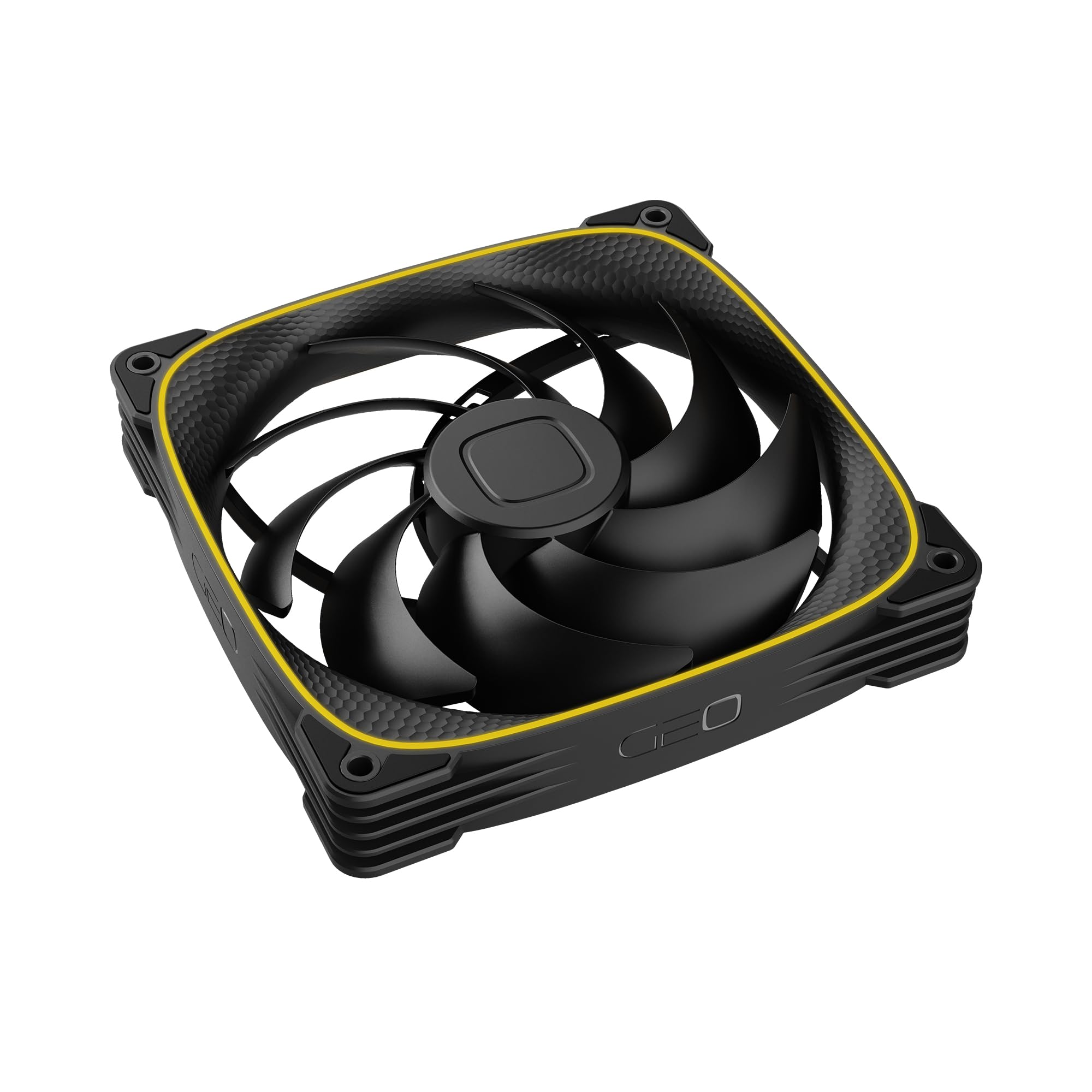 Geometric Future Squama GEO-S2503B-14T) - Ventola RGB PWM, 140 mm, confezione da 3, prestazioni e bilanciamento silenzioso, doppio anello di illuminazione, 5 V 3 pin indirizzabile RGB - PWM a 4 pin