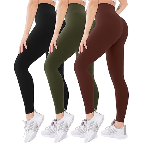 Blisset 3 Pack High Waisted Leggings for Women-Soft Athletic Tummy Control Pants for Running Yoga Workout Reg & Plus Size