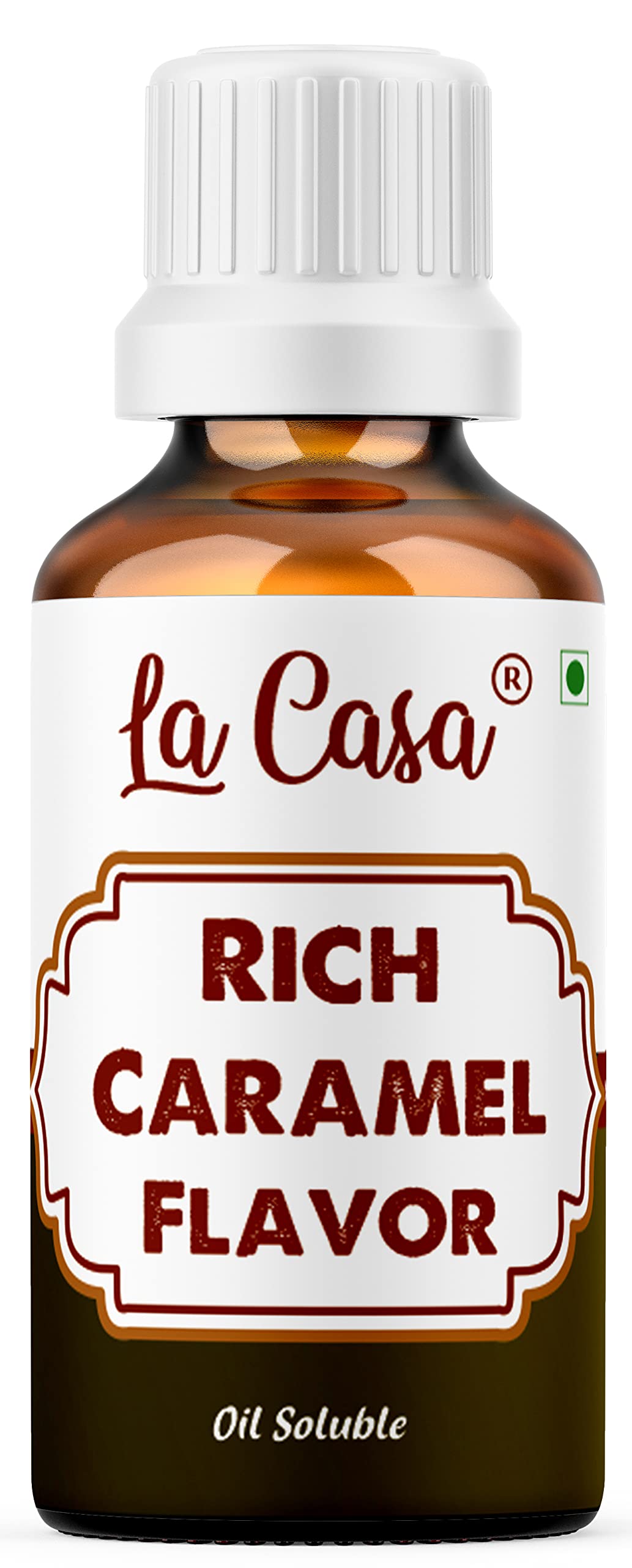 La Casa Rich Caramel Flavor Essence | Oil Soluble Flavor for Bakery, Ice-cream, Sweets, Chocolates | 30g |