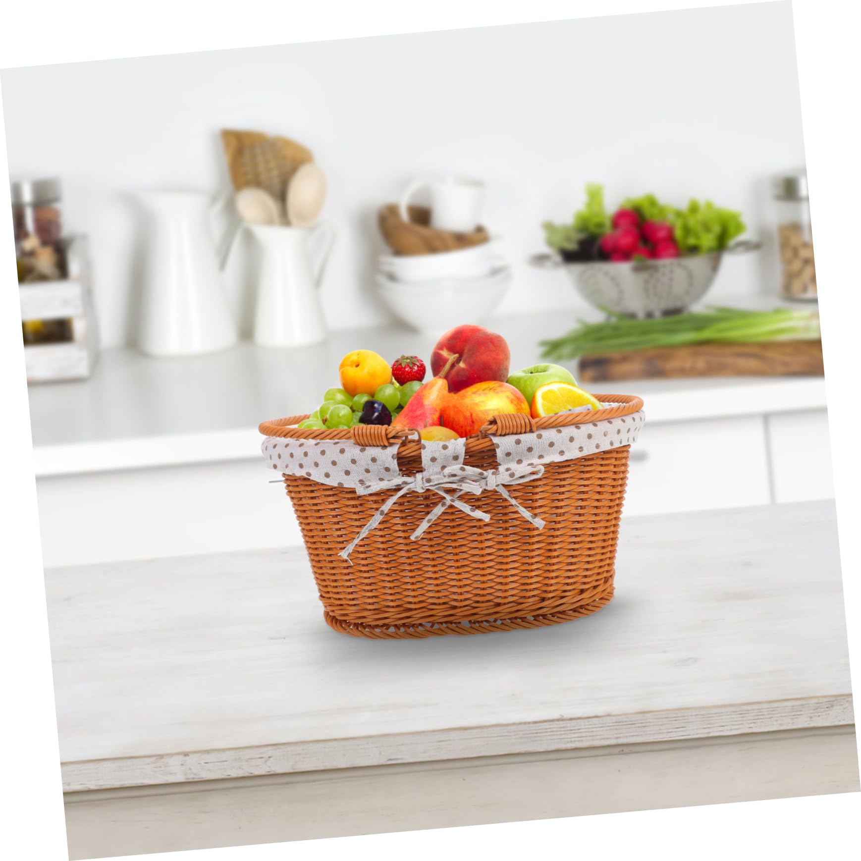 Sosoport Cestino Picnic Rattan Imitazione per Frutta e Alimenti Contenitore Multiuso da Esterno per Feste e Picnic Famiglia