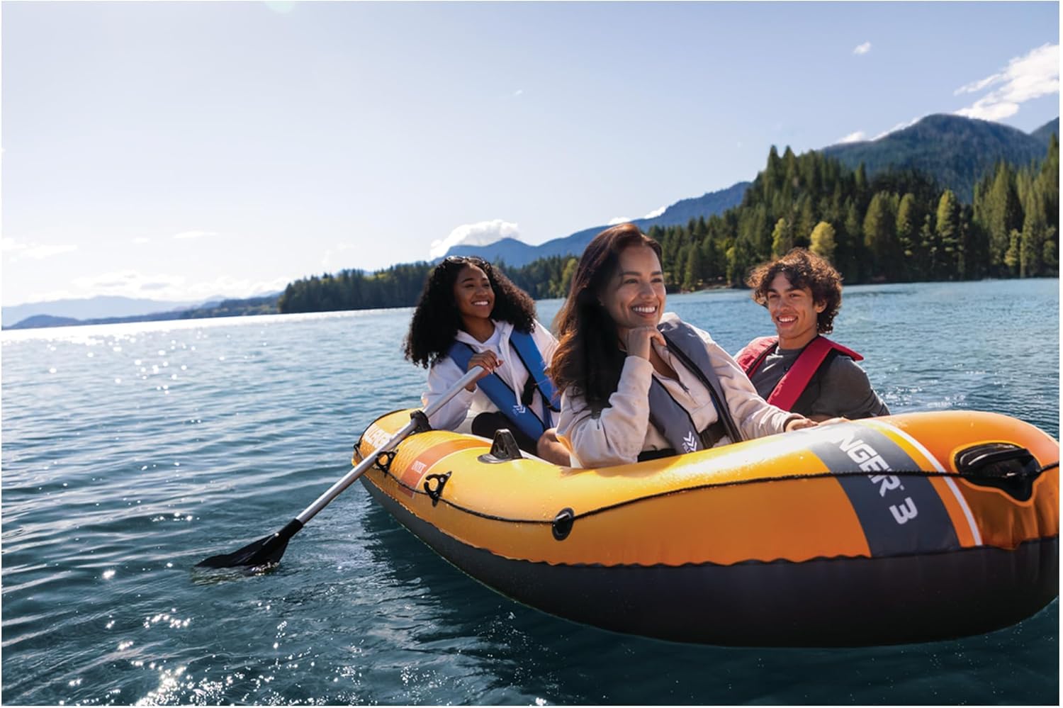 INTEX Challenger 2 Inflatable Boat Set: Includes Deluxe 48in Boat Oars and High-Output Pump