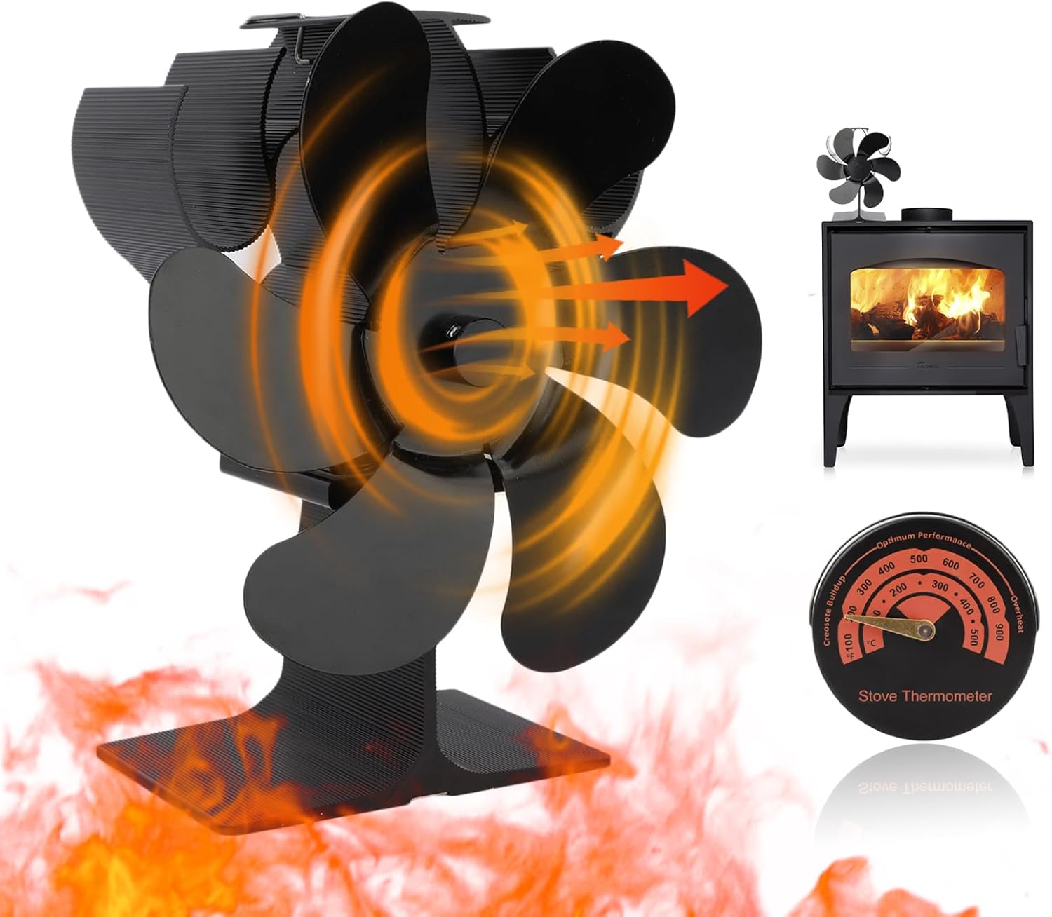 GIFZES Heat Powered Wood Stove Fan with