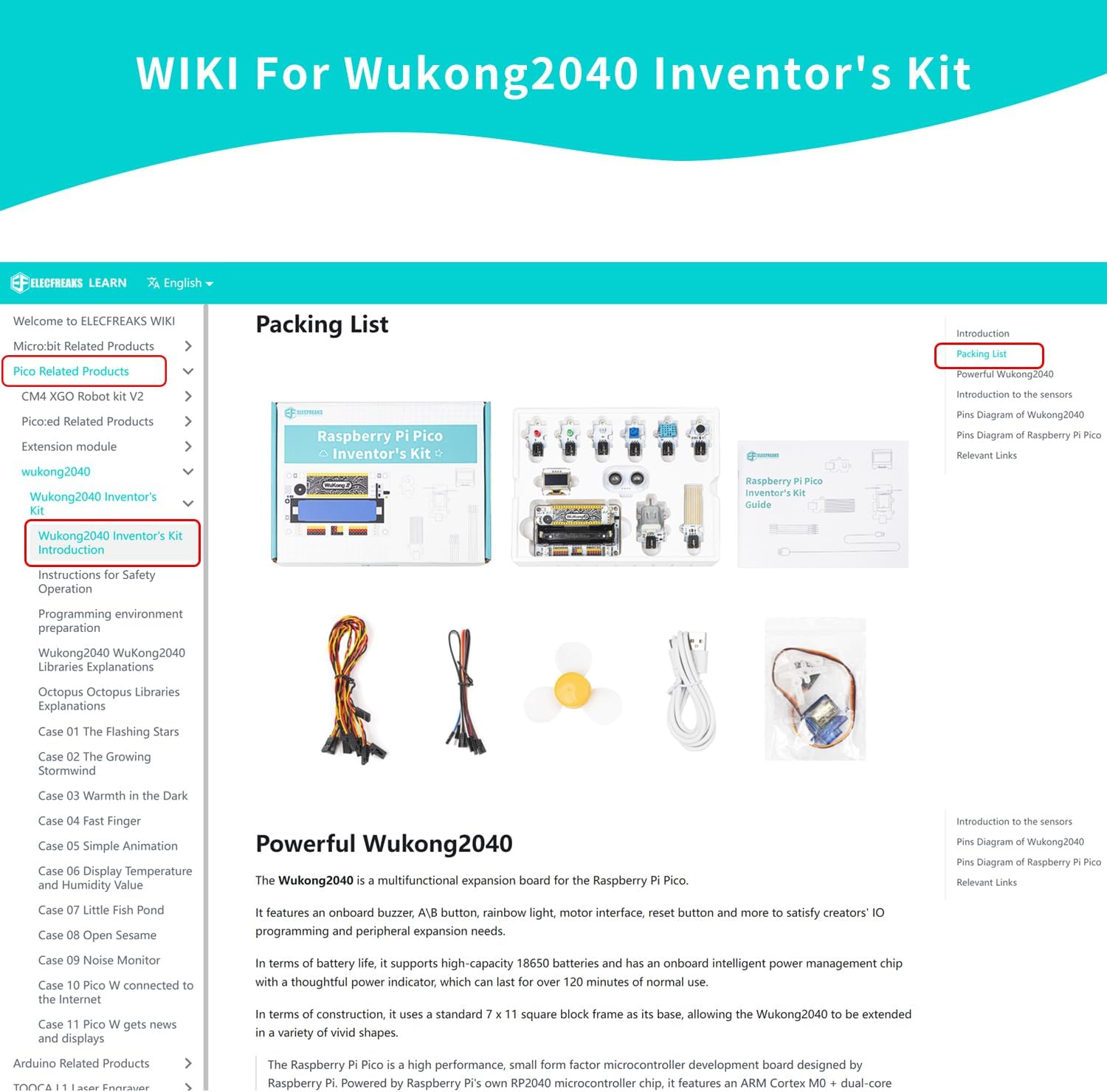 ELECFREAKS Wukong2040 Inventor Sensor Starter Kit for Raspberry Pi,MicroBlocks and Python Programming kit with Coding Electronics Modules and Wiki Tutorial(Without Raspberry Pi)