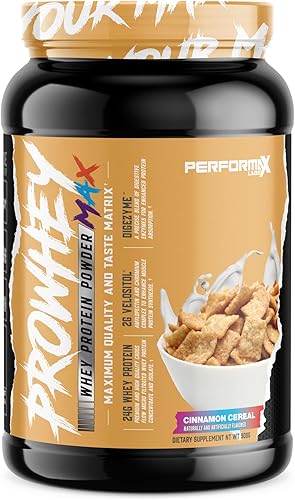 ProWhey Max - Proteína de suero en polvo, máxima calidad y sabor, 0.85 oz de proteína con enzimas digestivas añadidas, deliciosos sabores (cereal de