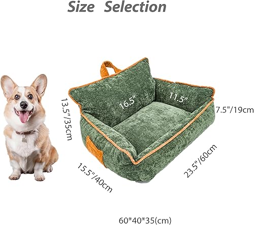 Miniatura 5 de Cama para perros pequeños, cama lavable para mascotas con funda extraíble, con laterales, asa de transporte y bolsillos laterales. Sofá ortopédico