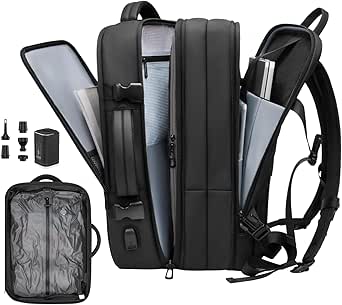 POIXM Vacuum Backpack with Pump for Travle, 60L Expandable Air Compression System, Water-Resistant,Carry-On Suitcase Luggage