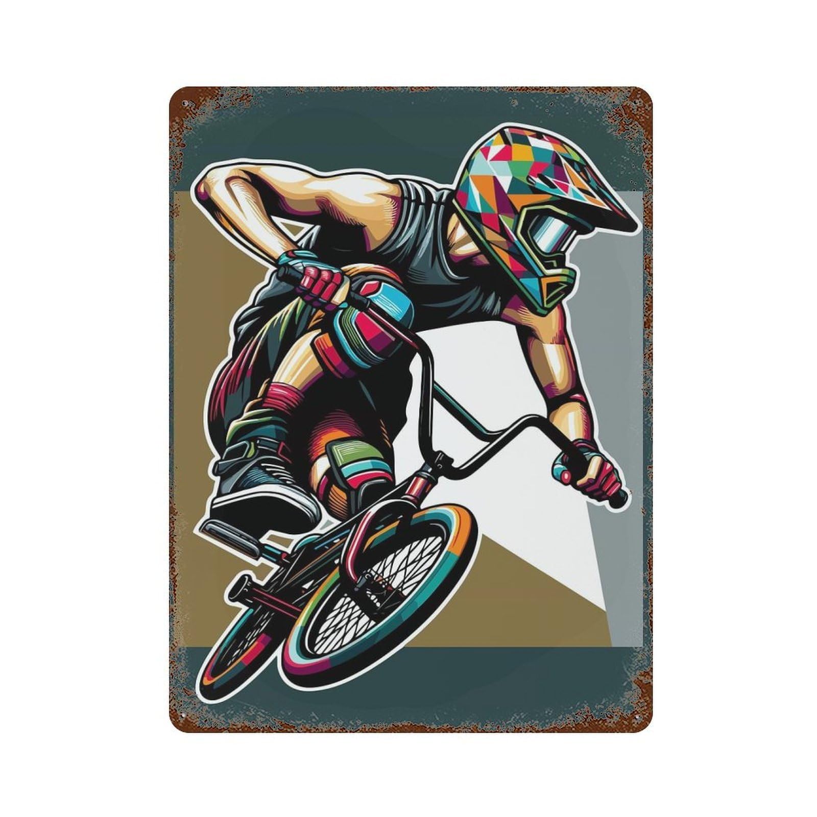 BMX WPAP POP ART Rusty Metal Tin Sign 15.7"x11.8", for Living Room, Hallway And Home Decor, Old School Wall Decor