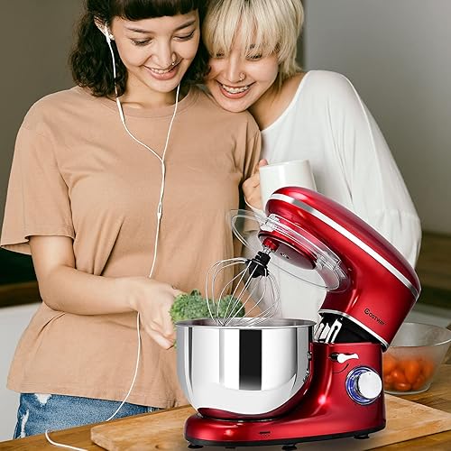 Miniatura 8 de ARLIME Batidora de pie, 660 W, 6 velocidades, con cabezal inclinable para alimentos, con cuenco de acero inoxidable de 6.5 cuartos de galón, gancho