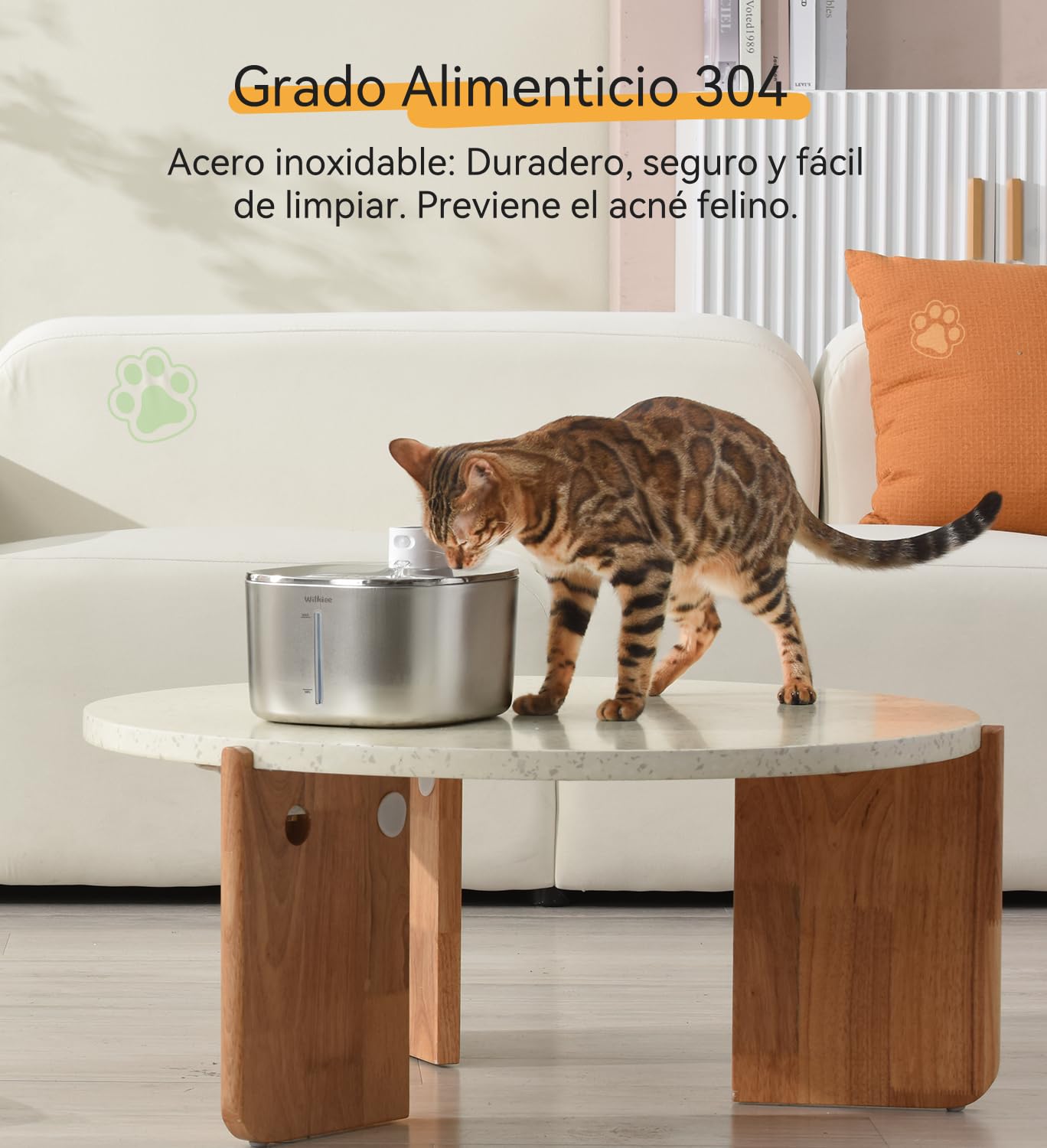 Fuente de Agua para Gatos, Acero Inoxidable, 4.1 L, dispensador de Agua inalámbrico para Mascotas, para Gatos y Perros en Interiores | 3 modos (sensor/tiempo/duración), filtro silencioso para gatos y perros pequeños con 1 filtro de repuesto