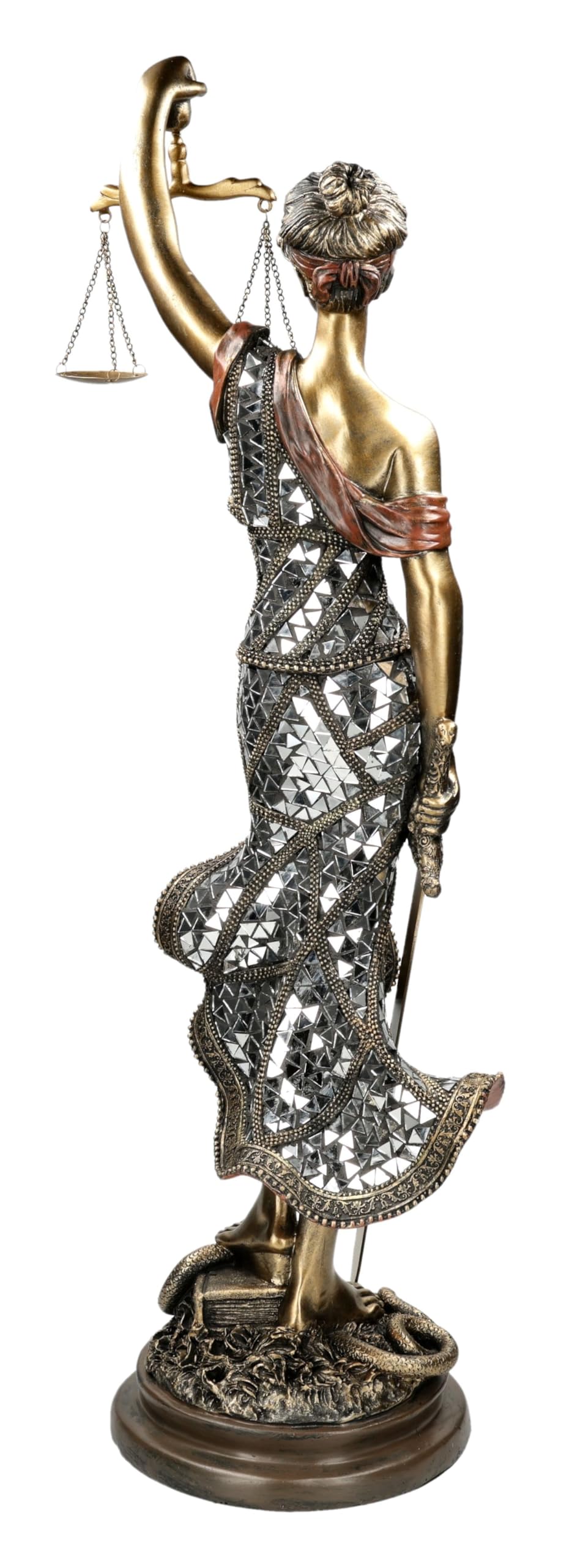 Figuren Shop GmbH Justitia Figur – Moderne Darstellung der Göttin der Gerechtigkeit (82 cm) – handbemalte Kunststein-Skulptur – Edle Deko für Kanzlei, Büro & Notariat – Geschenkidee für Juristen