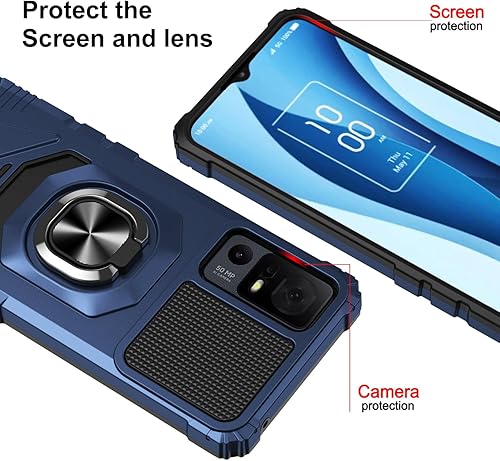 Miniatura 5 de Funda de teléfono compatible con TCL 40XL de 6.75 pulgadas 2023 con protector de pantalla, soporte de anillo para soporte magnético de automóvil,