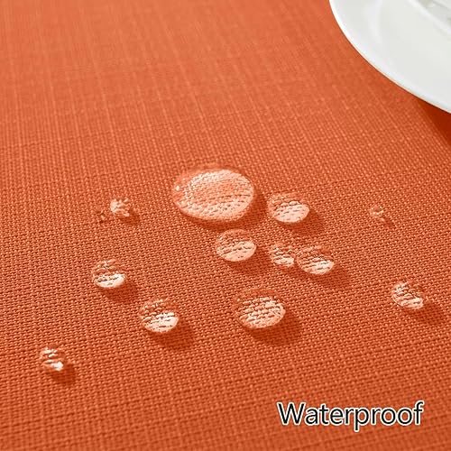Miniatura 5 de Mantel rectangular de otoño, a prueba de derrames, lavable a máquina, de poliéster, tela de lino sintético texturizada, para otoño, Acción de