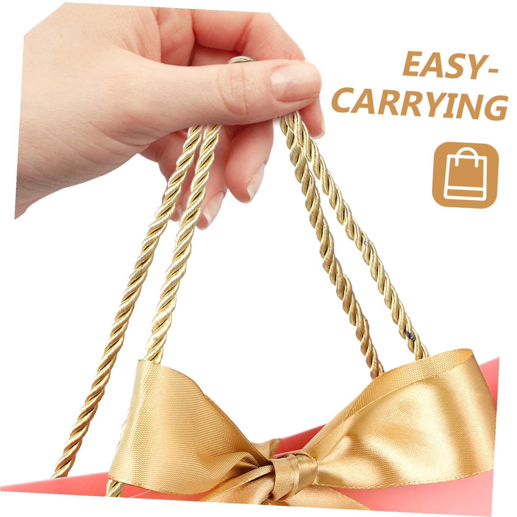 LOLIPPYY 10 Stück Teiliges Geschenktüten mit Griffen und Schleifenband Papiertragetaschen für Hochzeit Party Geschenkverpackung Stabile Tragegriffe Klassisches Design in Weiß und Rosa