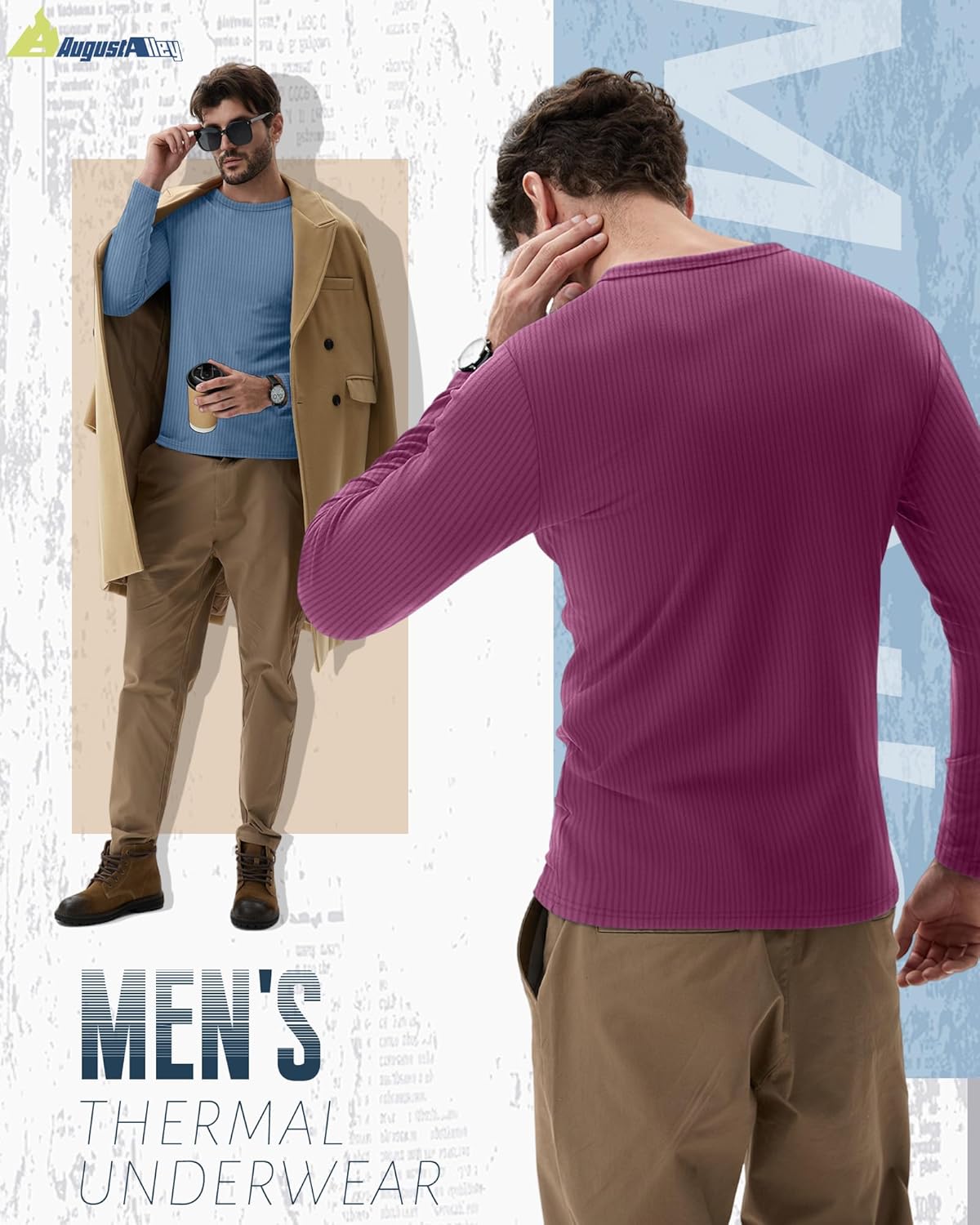 4 Pack Men's Cotton Thermal Long Sleeve Shirts Ribbed Crew Neck Tops Slim Fit Undershirts Fall Winter Base Layer - Image 6