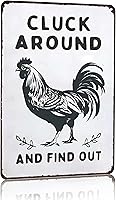 Smilelife Funny Chicken 'Cluck Around and Find Out' Tin Sign - 8x12 Inch Rustic Farmhouse Decor for Coop, Kitchen, Garden