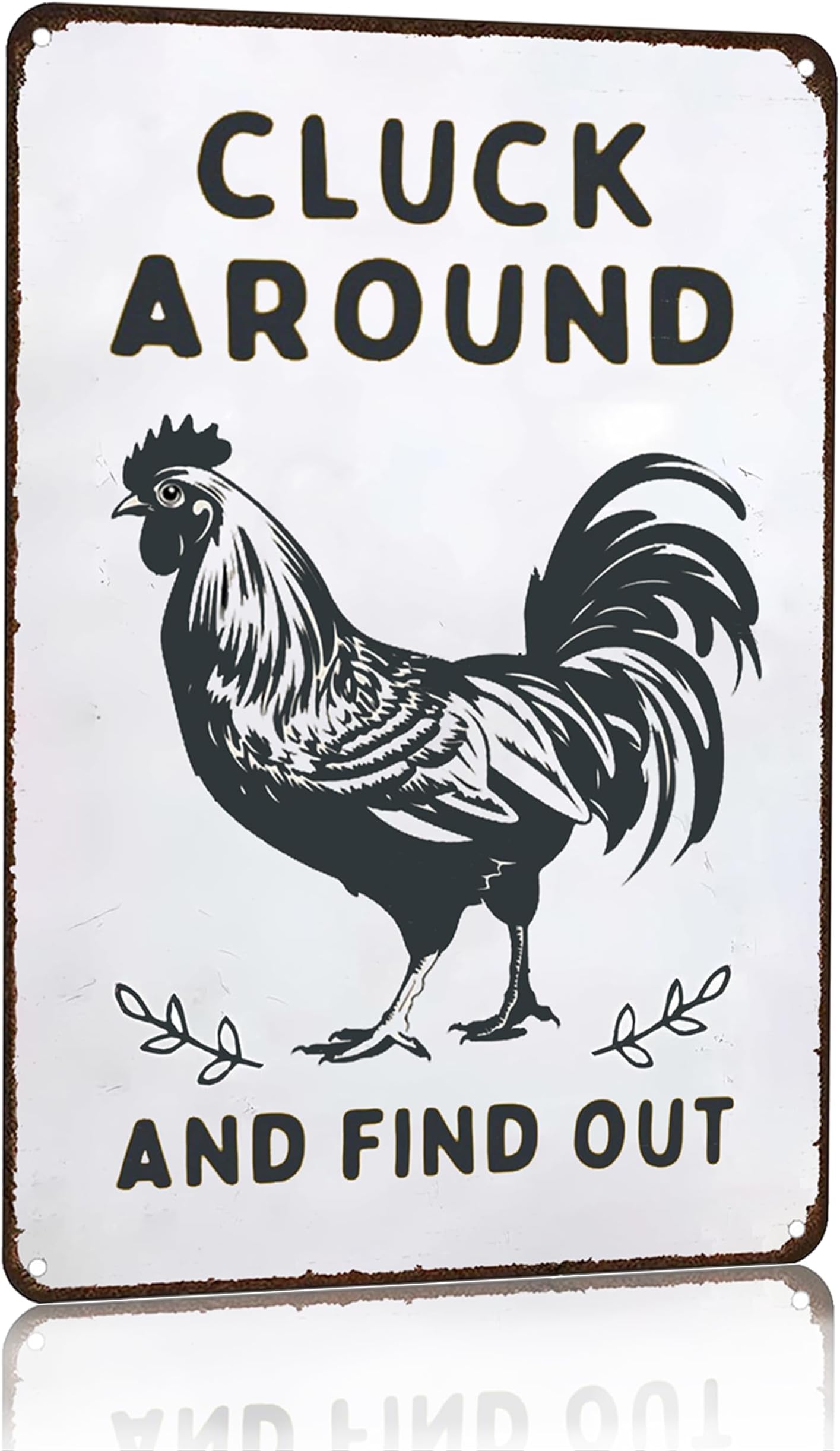 Smilelife Funny Chicken Gifts Chicken Cluck Around and Find Out Tin Sign for Home Farm Chicken Coop Farmhouse Kitchen Garden Decor 8 X 12 Inch (3020)