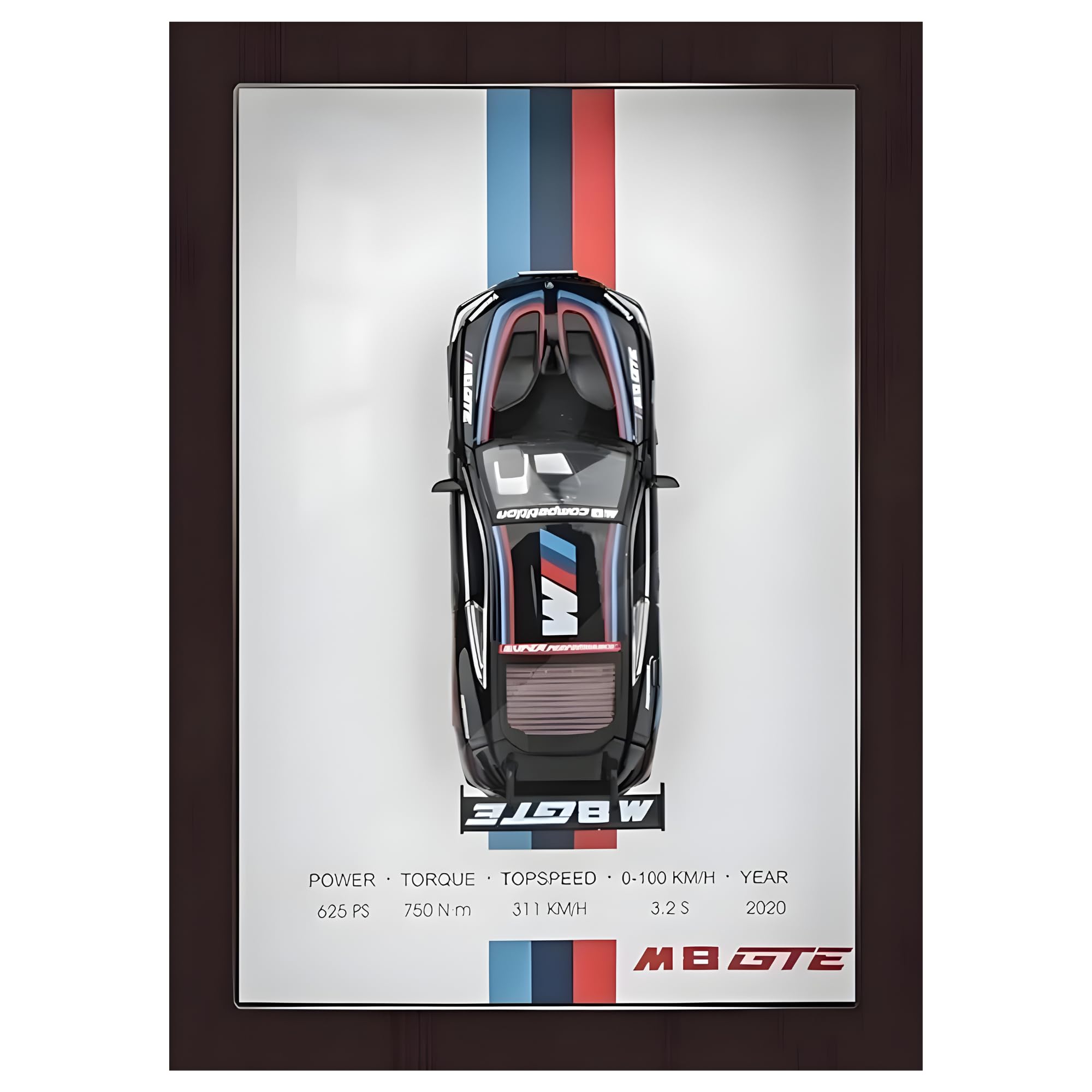 3D Alloy Metal Diecast Sports Car Model Simulation 3D Racing Hanging Painting Collectibles Decoration Gifts Friend | Wooden Photo Frame Version 3D Sports Car (MB GTE)
