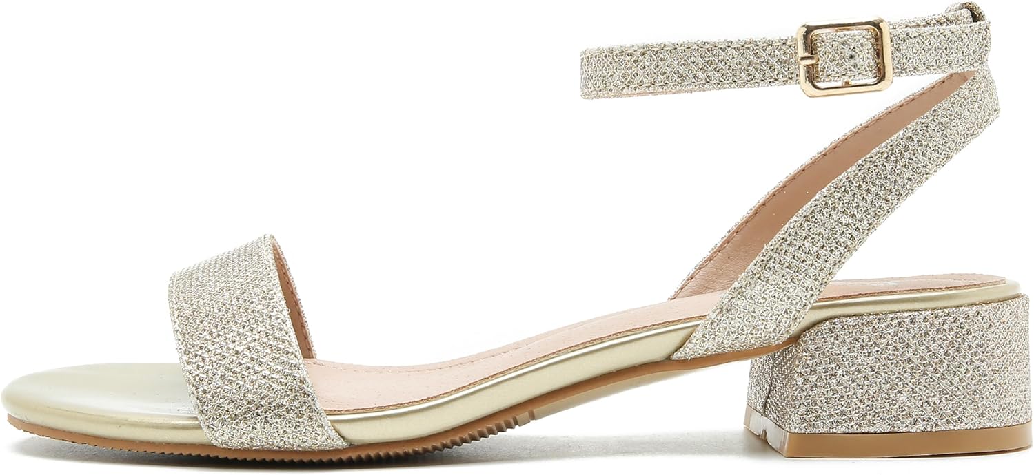 Women's Ankle Strap Sandals, Low Block Heel, Open Toe Summer Dress Shoes with Buckle Closure - Image 6