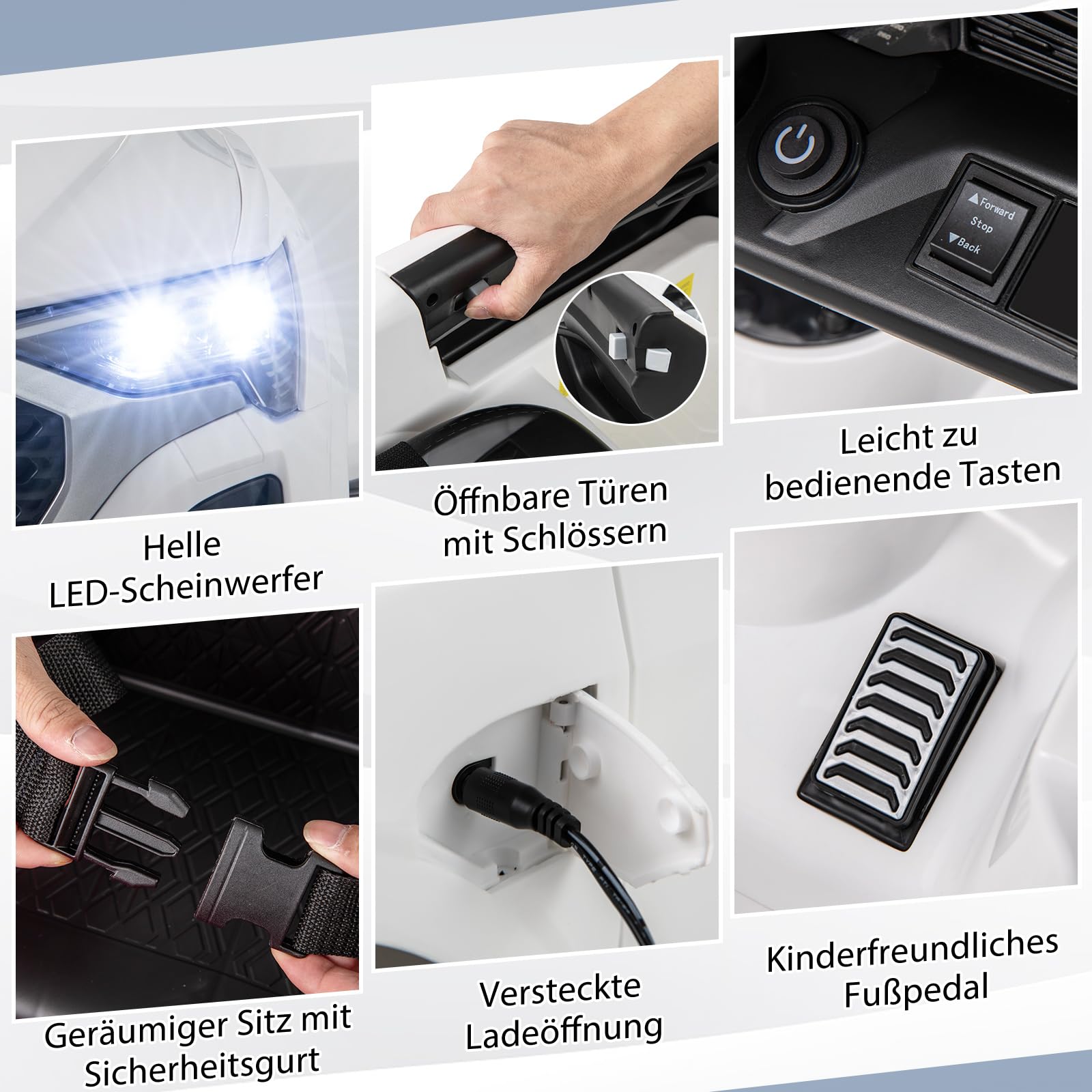 COSTWAY Kinder Elektroauto Audi SQ8, 12V Elektrofahrzeug mit 2,4G Fernbedienung & Hupe & Scheinwerfer & Musik, 3-Gang Kinderauto Elektrisch, Elektroauto für Kinder ab 3 Jahren (Weiß)