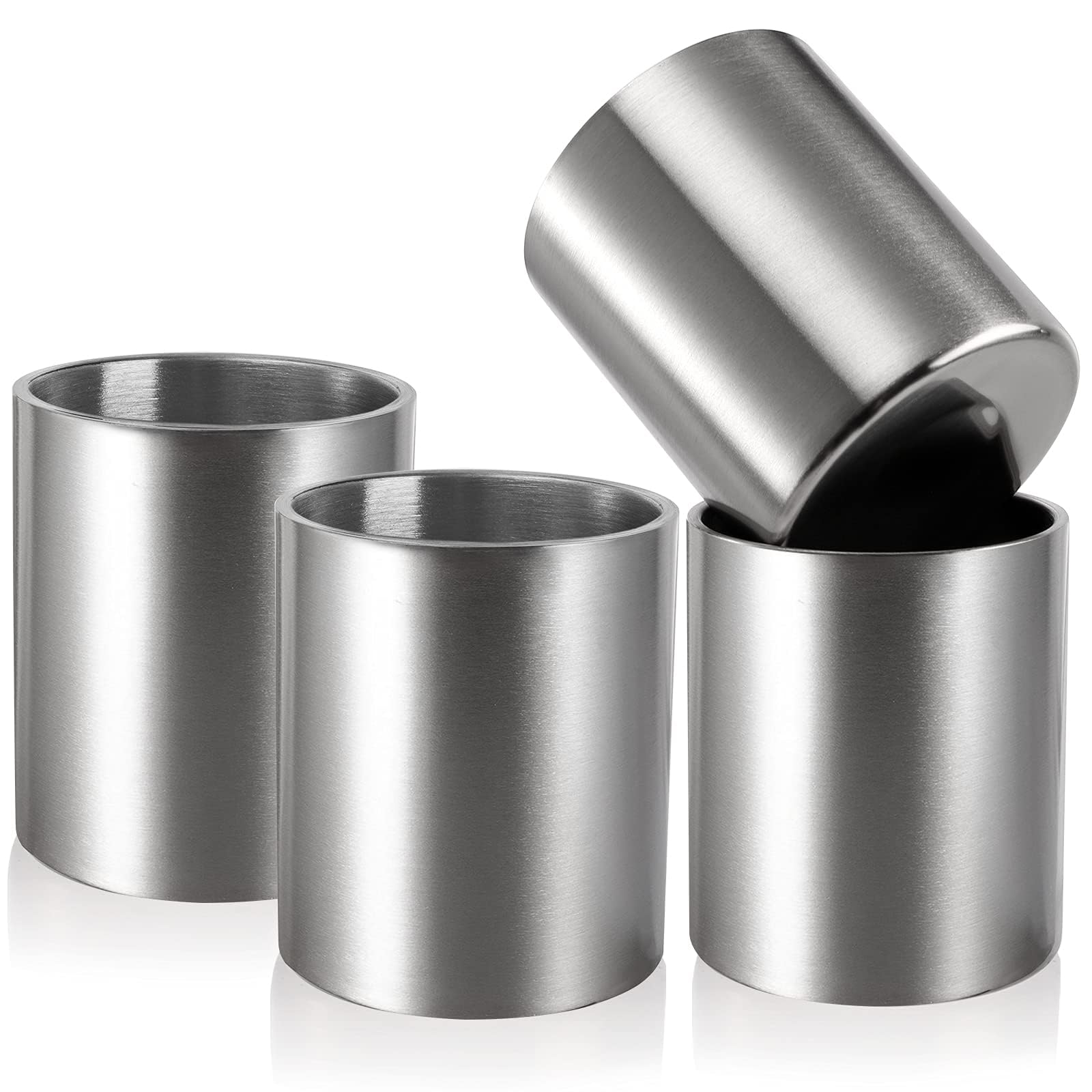 ZEAYEA 4pcs Stainless Steel Whiskey Glass, 295 ml / 10 oz Double Walled Insulated Tumbler, Unbreakable Old Fashioned Drinking Cup, Great Gift for Whiskey Lover