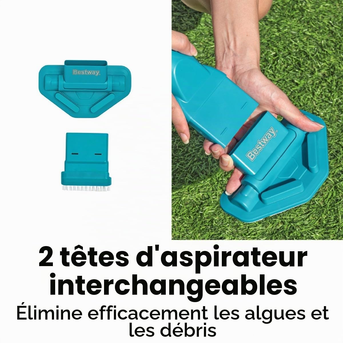 Bestway Kit d’Entretien de Piscine avec aspirateur et épuisette AquaSurge - - Blanc/Vert