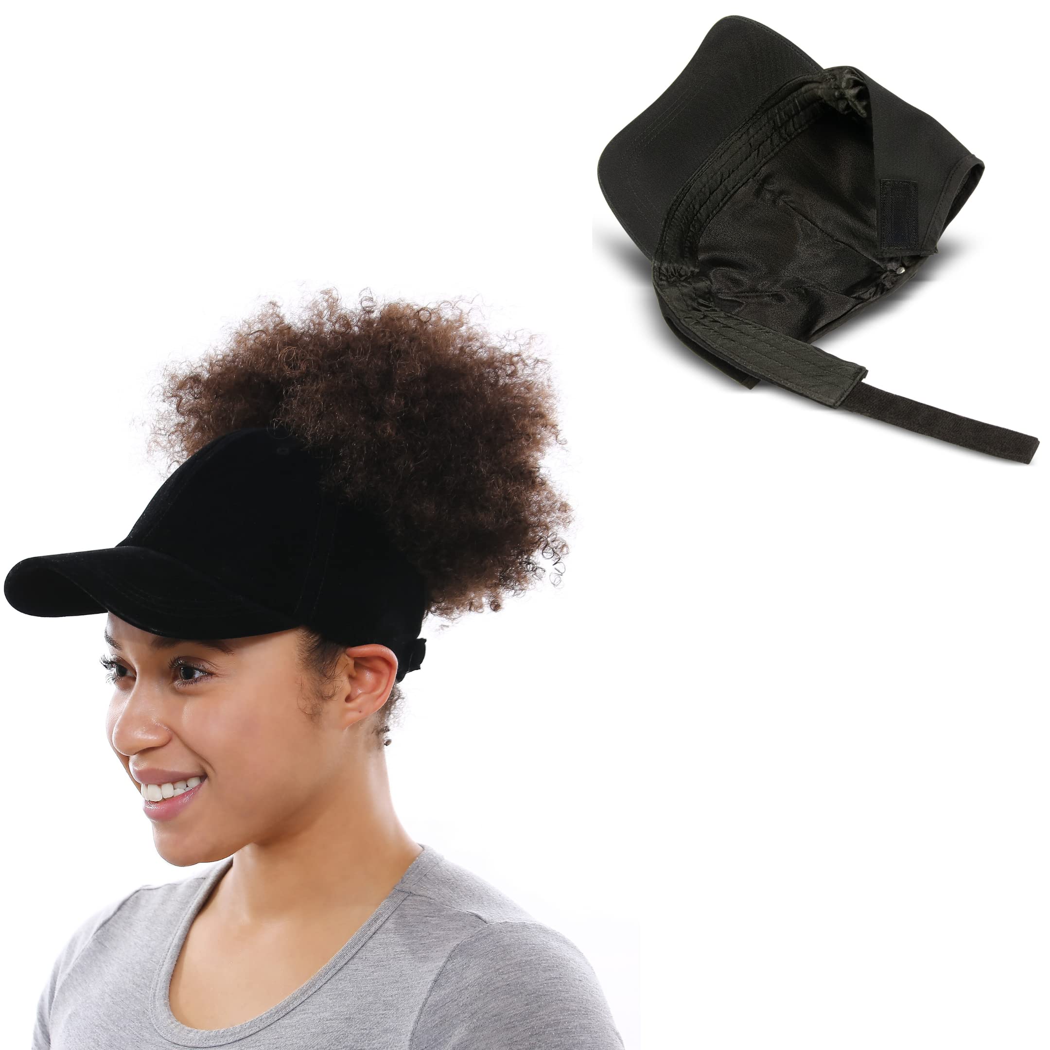 Beautifully Warm Satin Lined Baseball Hat for Women | Ponytail Hat for Curly Natural Hair | Backless Cap | Curl Hair Cap