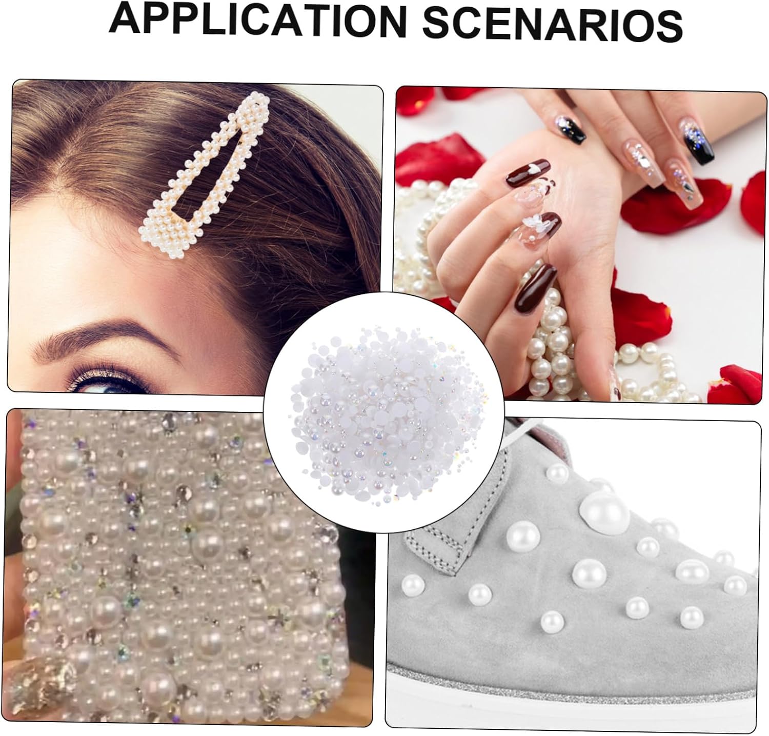 HOMSFOU 1Pack Flatback Resin Rhinestones Half Round Pearl Beads for Crafting Nail Art DIY Jewelry Making of Embellishments for Creative Projects