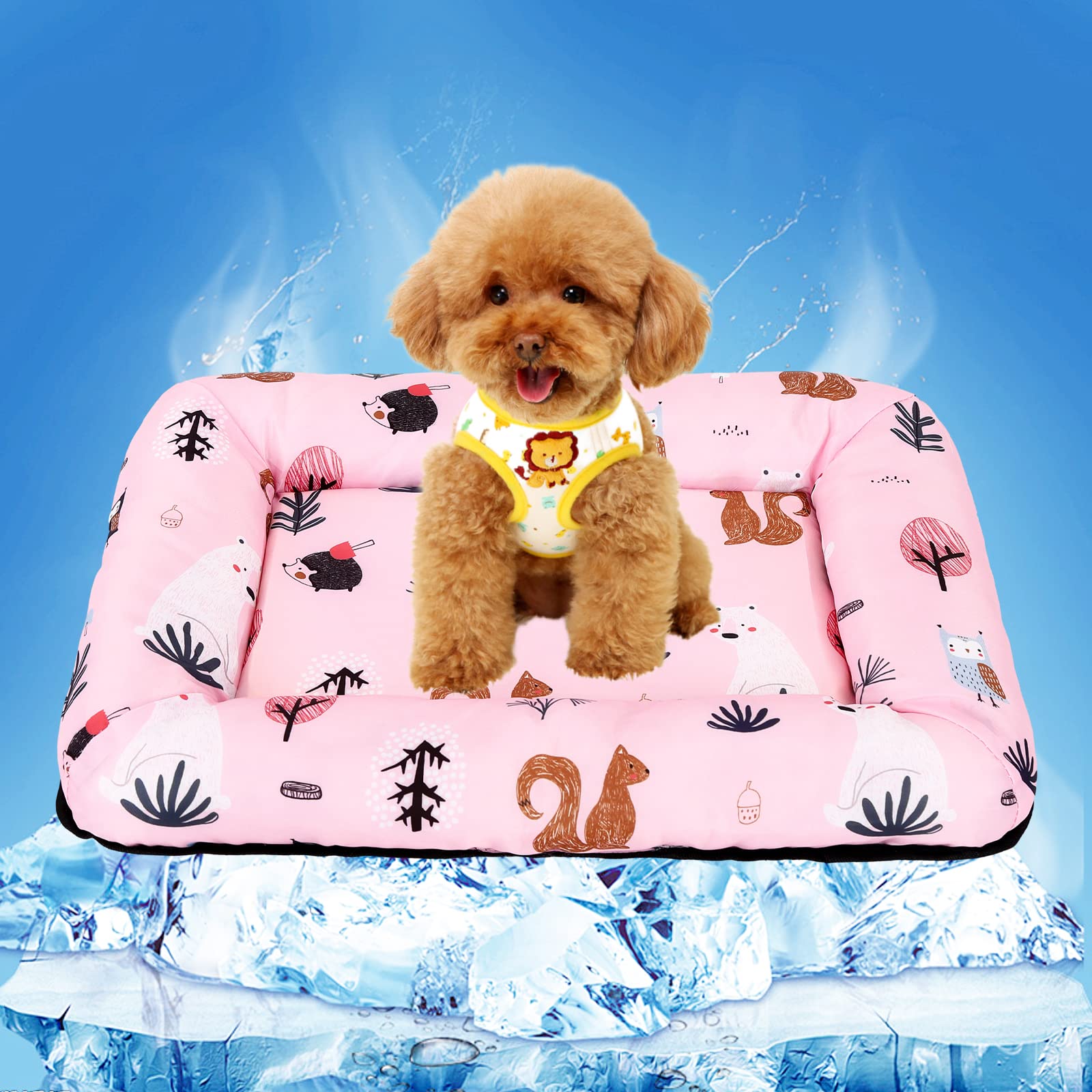 Hileyu Alfombrilla de Enfriamiento para Mascotas, Estera de Enfriamiento del Perro, Nevera para Mascotas, Alfombrilla Transpirable para Mascotas Perro Gato Alfombrilla de Enfriamiento (Rosa)