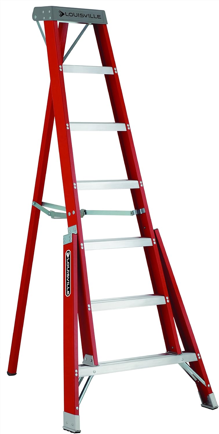 Louisville Ladder FT1007 300Pound Duty Rating Fiberglass Tripod Ladder, 7Foot Stepladders