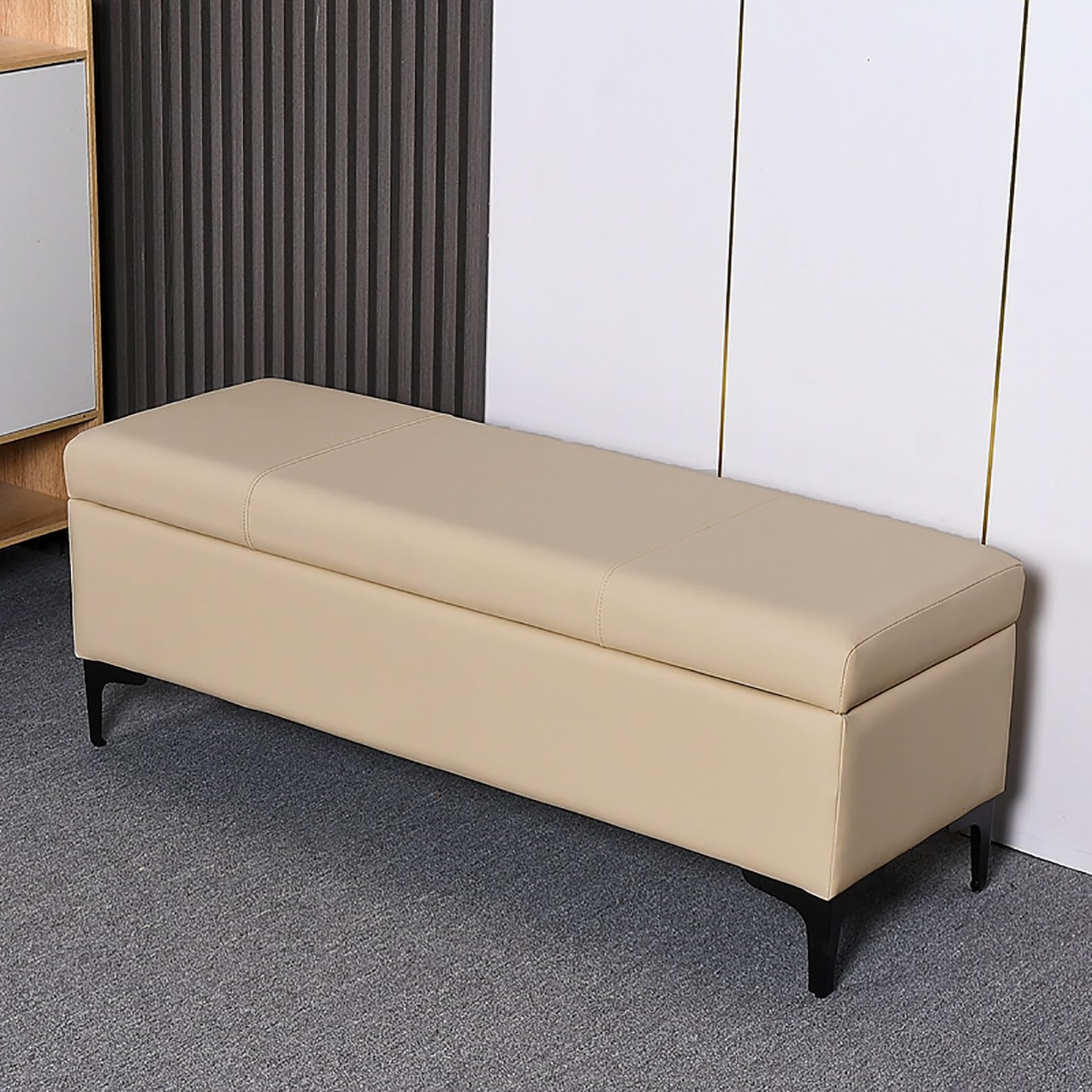 Banc ottoman de rangement multi-usage avec couvercle rabattable pratique