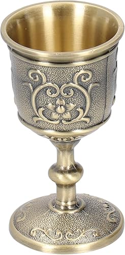 Copa de vino de bronce vintage, cáliz en relieve para whisky, mantiene las bebidas refrescantes, ideal para bodas. Copa retro con sensación