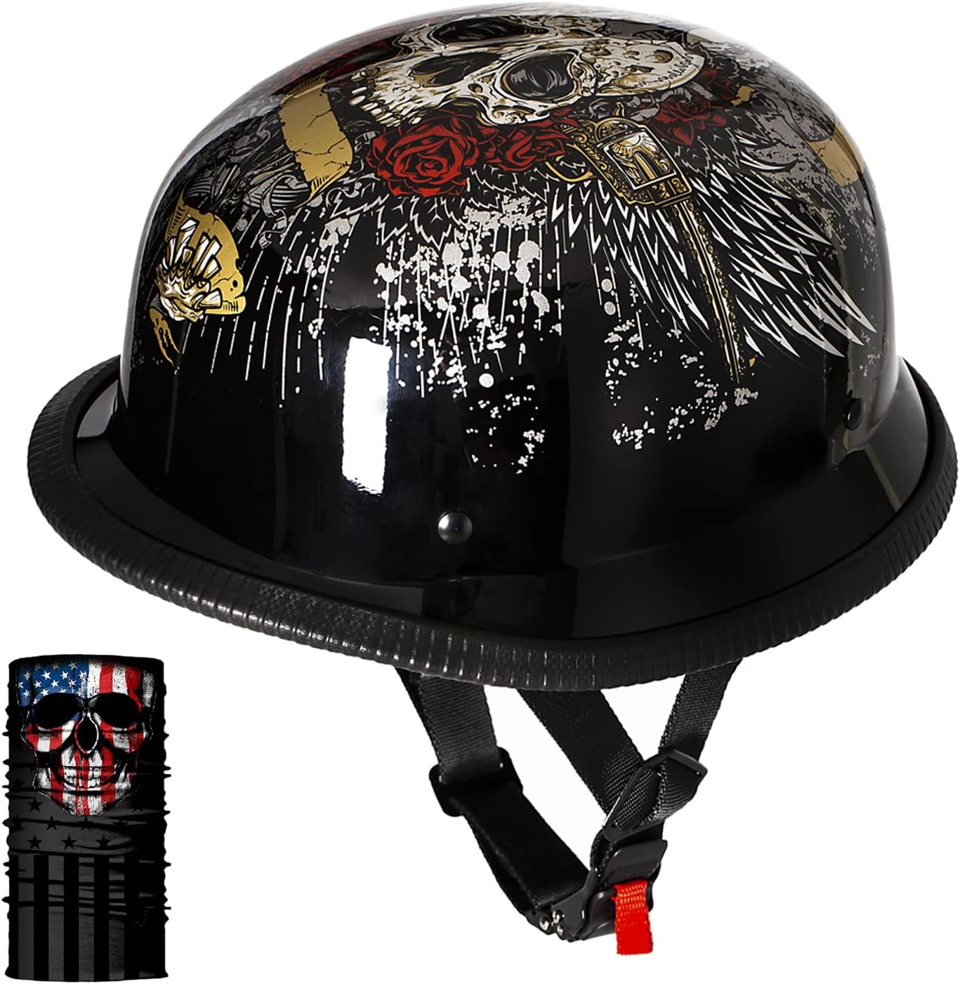 Buy German Motorcycle Helmet DOT Approved, Retro Half Face Helmet for