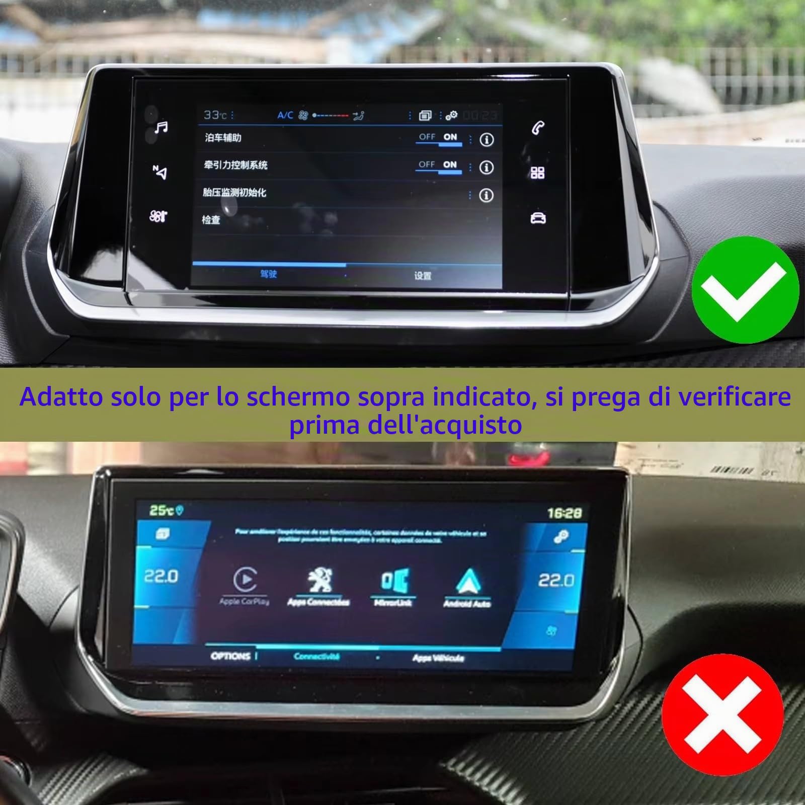 Supporto per telefono da auto adatto per Peugeot 2008 2019-2023, staffa di navigazione schermo per bocchetta dell'aria, rotazione a 360°, supporto per telefono cellulare a gravità per smartphone,