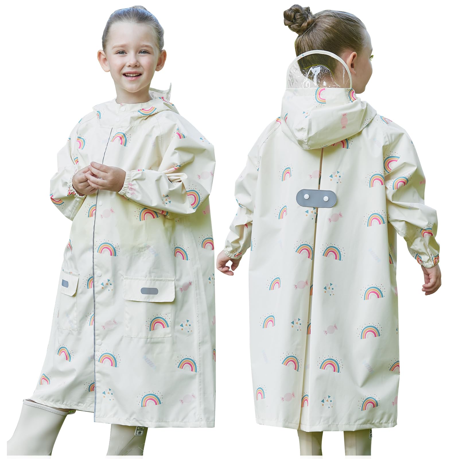 Toddler Kids Raincoat Boys Girls Rain Jacket Waterproof Rain Poncho Reusable Outwear Rainwear Rain Suit