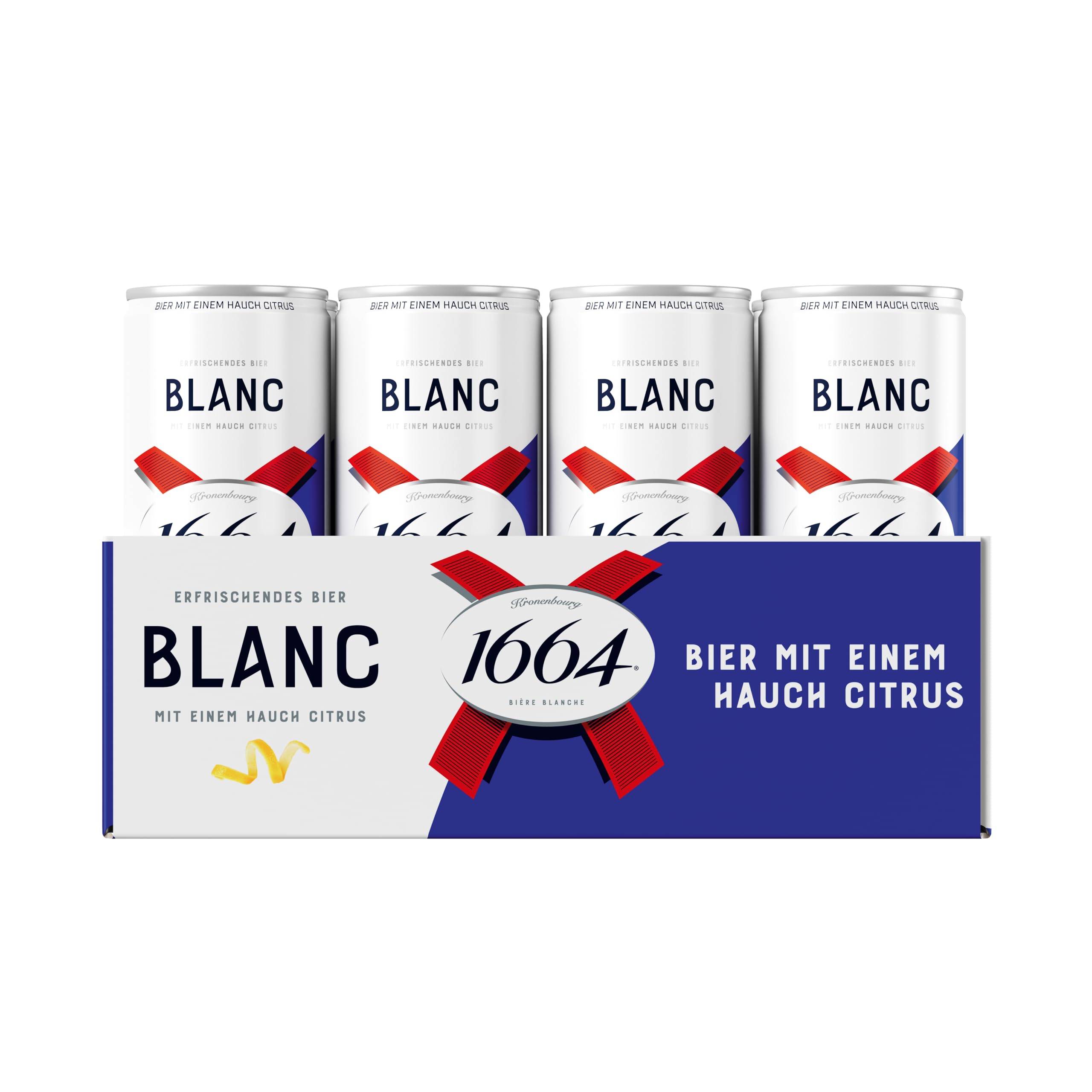 Kronenbourg 1664 Blanc Bier mit einem Hauch Citrus 0,33l Dose Sleek Can Dosenbier; 24 Dosen mit 5,0 Prozent Vol; Bier Palette Einweg (24 x 0,33 l)