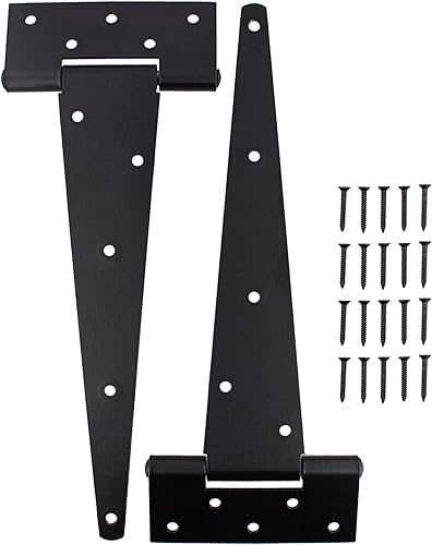 Miniatura 7 de Rural365 Bisagra triangular para puerta, paquete de 2 unidades, bisagras de puerta de estilo granero de 12 pulgadas, resistentes con correa en T de