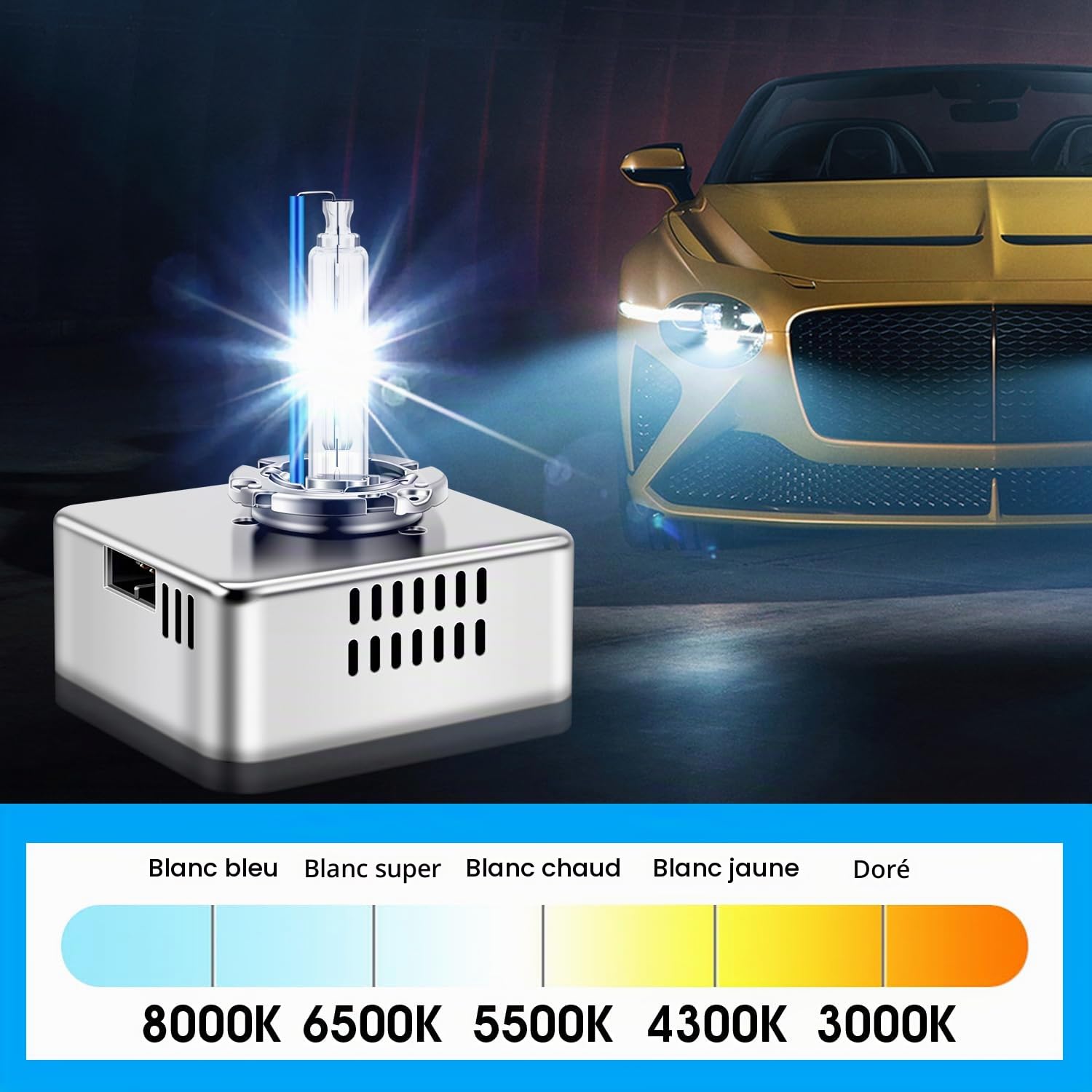 Ampoules Xenon D5S 8000K Xénon HID Ampoules Voiture Bleu Glacier 12V 35W Remplacer HID Kit de Conversion, 1 Lampes