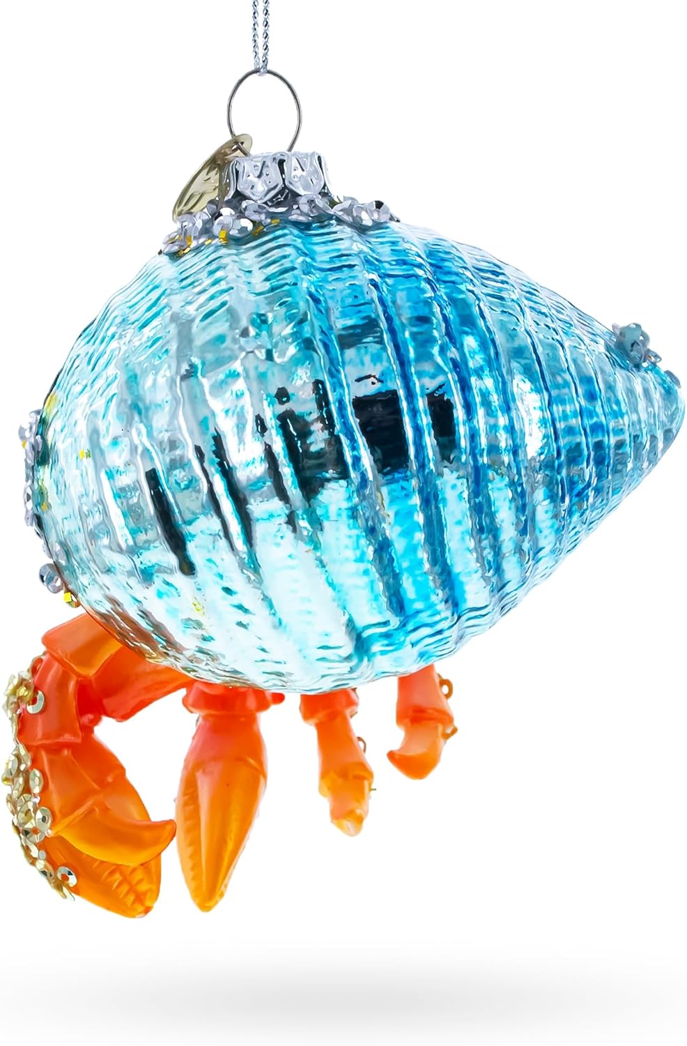 Orange Crab Blown Glass Christmas Ornament - Image 3