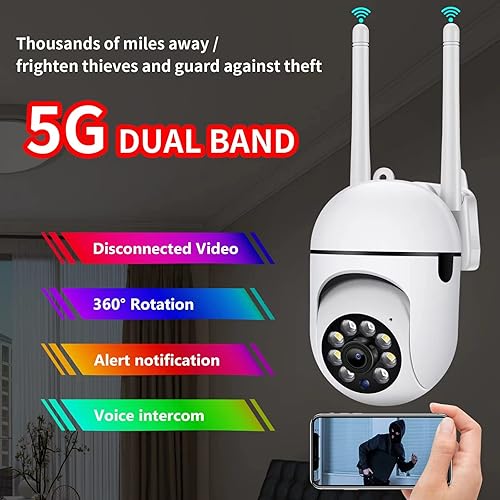 Cámara de seguridad para el hogar WiFi 24G 5G activado por movimiento Color Visión nocturna PTZ Vigilancia gran angular Multiusuario P2P Tarjeta