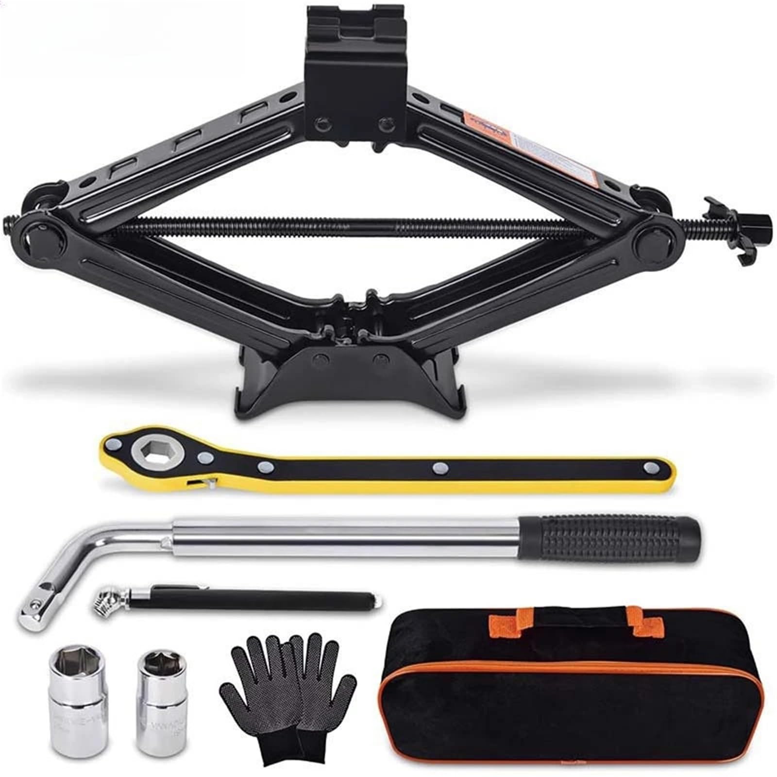 Cric A Forbice Per Auto Cric for auto Set da 2 tonnellate a forbice Cambio pneumatici Strumento multifunzione portatile(2T double tooth set)