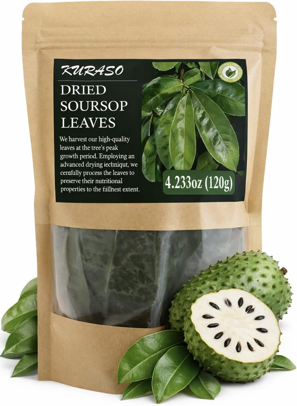 Premium Soursop Graviola Guanabana Dried Leaves for Tea, 120 gr 350-400 Soursop Leaves.