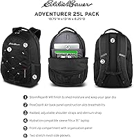 Vista 2 de Eddie Bauer Adventurer - Mochila con Compartimentos Organizados y Manga Compatible con Hidratación/Laptop, Adventurer - Negro, 25L