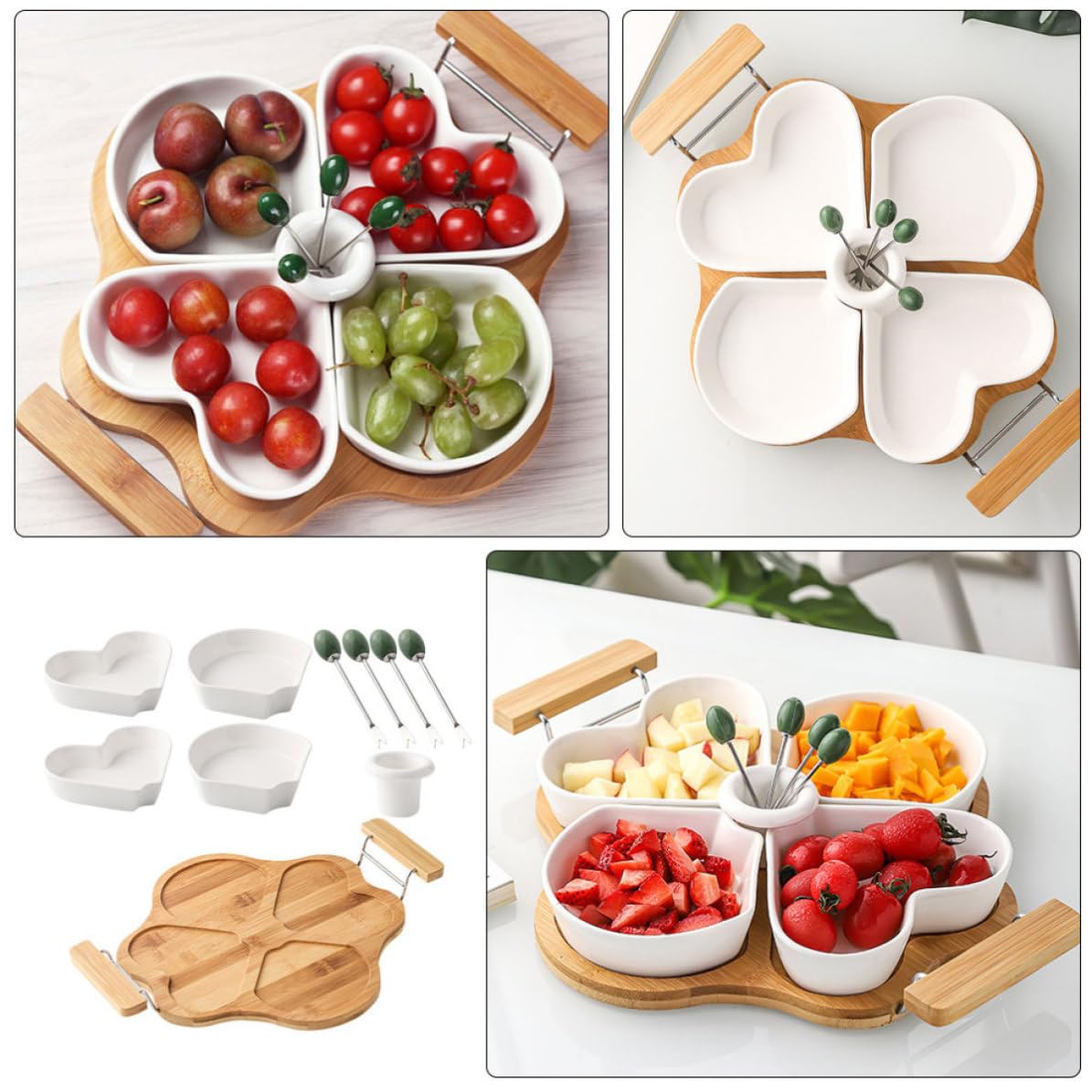 Unterteilte Keramik Obst und Dessertschale für Snacks, Bonbons