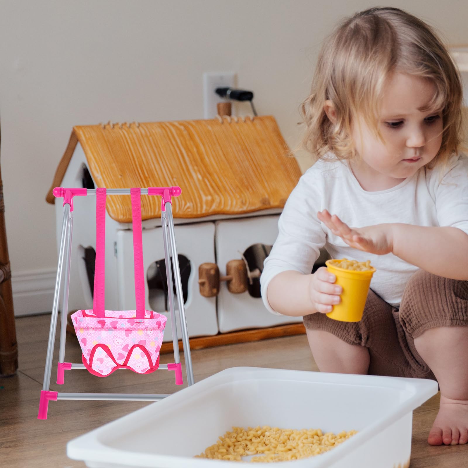 HEMOTON Dondolo per la casa delle bambole, accessorio per la casa delle bambole, altalena sospesa per bambole, modello in miniatura, modello di altalena in plastica per bambini