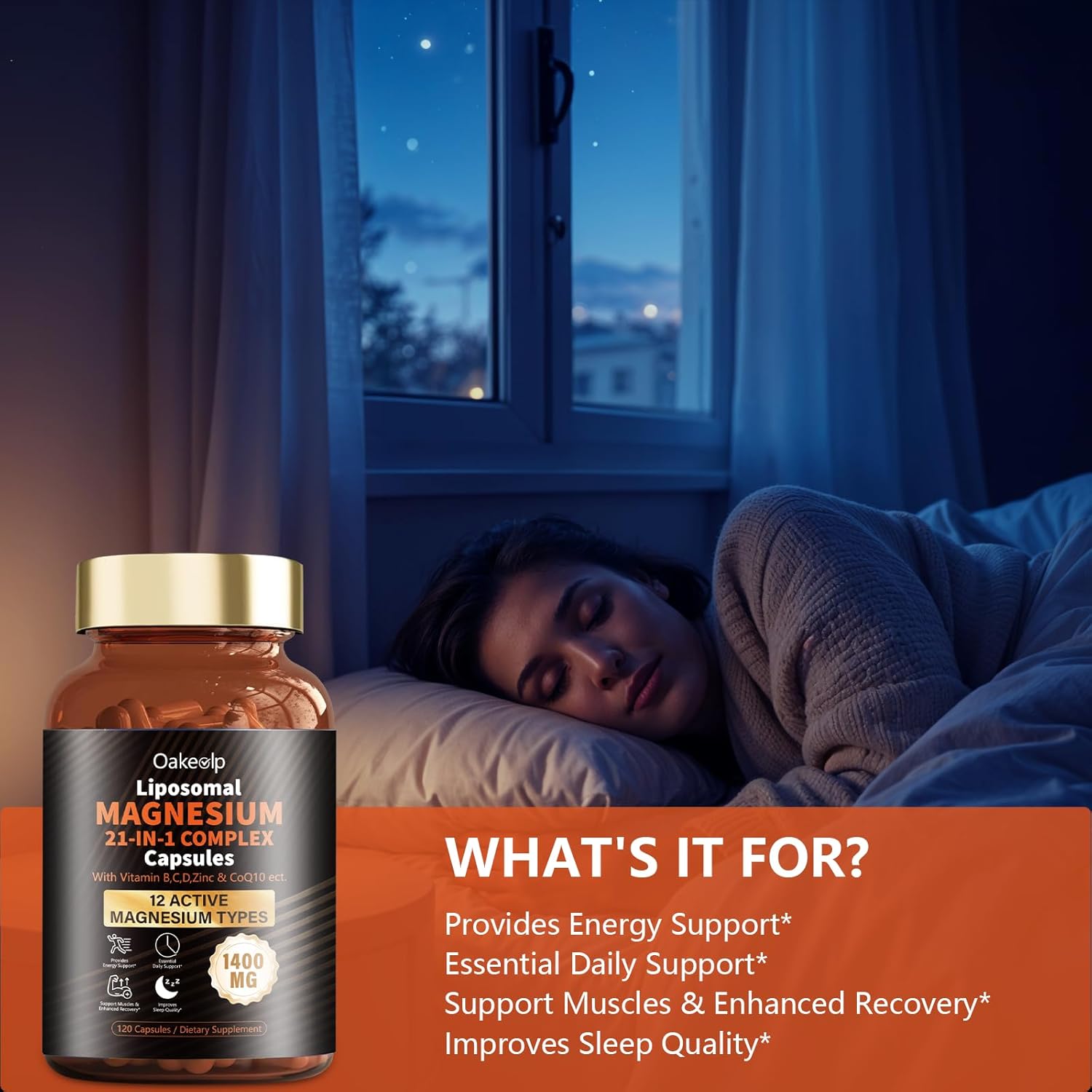 21 in 1 Liposomal 12 Active Types Magnesium Complex 1400mg (Glycinate,Citrate,Malate etc) Capsule -with Vitamin D3, B6, B12, Ashwagandha & CoQ10 for Adult-Support Relaxation,Muscle & Heart - Image 6