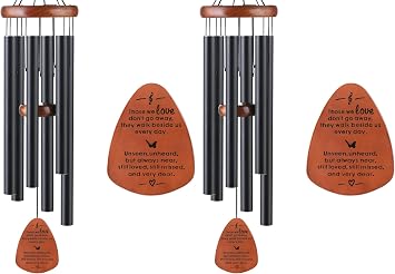 Memorial Wind Chimes for Outside, Sympathy Gift for Loss of Loved One Mom Dad, Ideal for Funeral, Remembrance & Bereavement, Outdoor Use Pack of 2