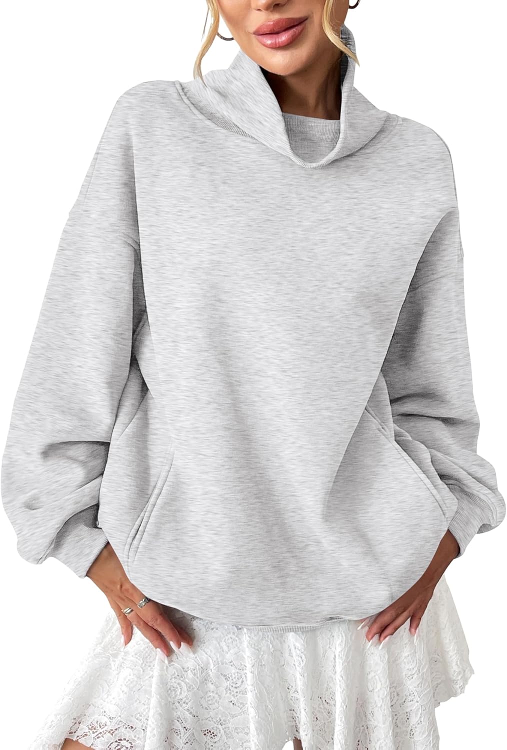 Womens Fleece Oversized Sweatshirts with Pocket Turtleneck Pullover Casual Long Sleeve Fall Tops Loose Fit Womens Fleece Oversized Sweatshirts with Pocket Turtleneck Pullover Casual Long Sleeve Fall Tops Loose Fit