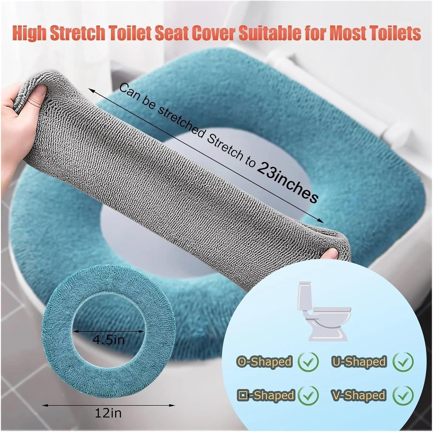 Toilet Seat Cover Thicker Bathroom Toilet Seat Cover Pads Soft Warmer Toilet Seat Cushion Cover Stretchable Washable(Pink)